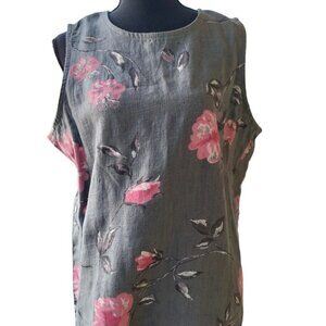 ( 365) Dressing Clio Floral Sleeveless Linen Tunic  Top size PM
